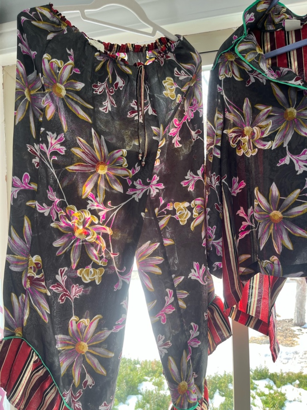E by Eloise Anthropologie floral daisy  stripe boho funky blouse/pants XS - Picture 5 of 15